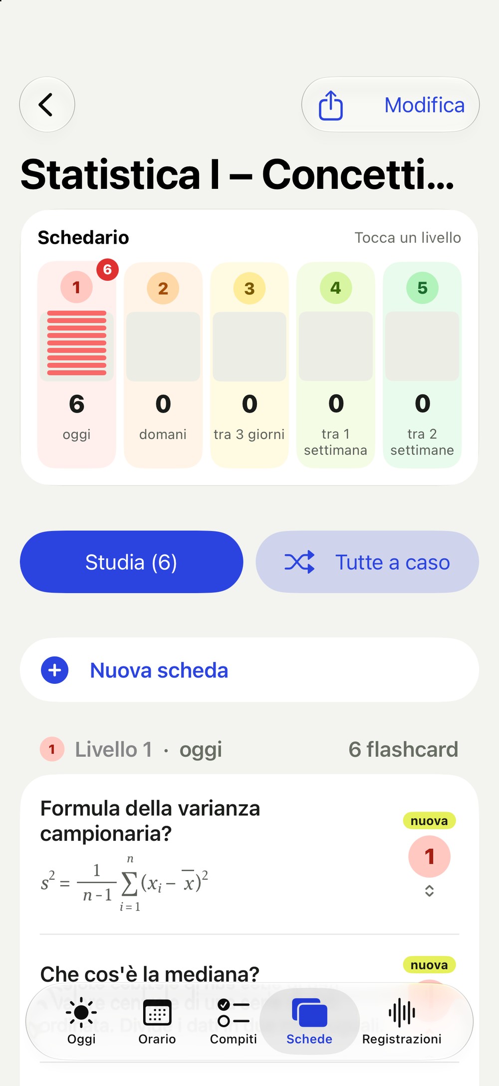 Schedario con cinque livelli