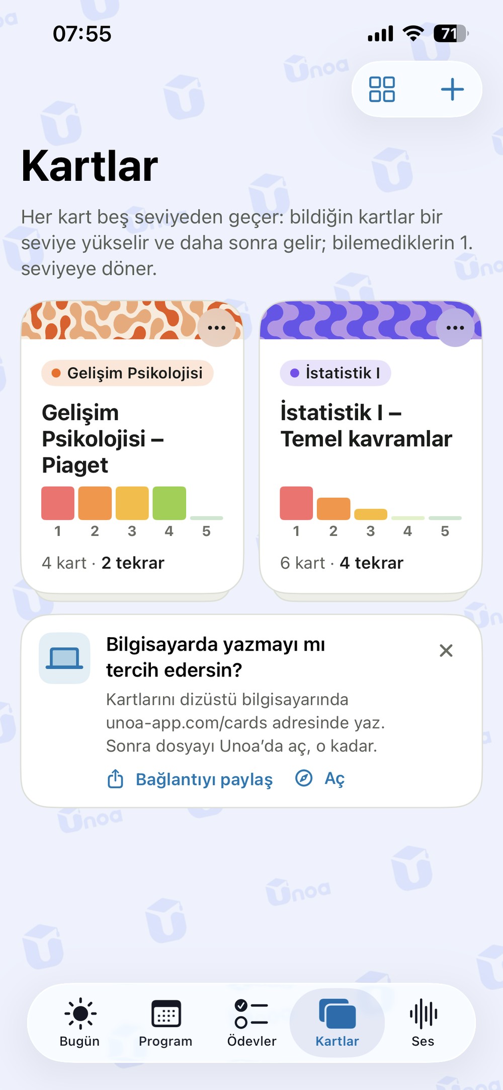 Beş seviyeli kart kutusu